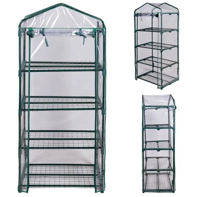 Costway Portable Mini Walk In Outdoor 4 Shelves Greenhouse 8 Costway Portable Mini Walk In Outdoor 4 Shelves Greenhouse - Image 8