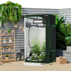 Costway 4x4 Grow Tent, 48''x48''x80'' High Reflective Mylar W/Observation Window GrayBlack -Costway GUEST 7572cb27 3089 45bb b779 68b6498bf23d
