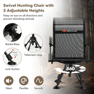 Costway Swivel Hunting Chair W/4 360°Adjustable Legs Folding Silent Swivel Blind Chair 7 Costway Swivel Hunting Chair W/4 360°Adjustable Legs Folding Silent Swivel Blind Chair - Image 7