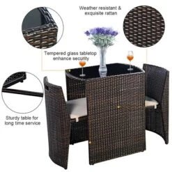 Costway 3 PCS Cushioned Outdoor Wicker Patio Set Garden Lawn Sofa Furniture Seat Brown No Assembly -Costway GUEST 75aea704 9e89 4794 ad83 23a490bdd064