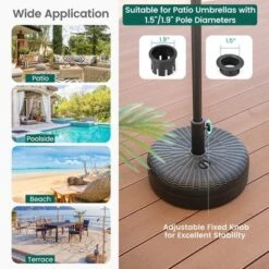 Costway 18'' Patio Fillable Round Umbrella Base Stand Holder Fit Pole 1.5''/1.9'' Weighted 15 Costway 18'' Patio Fillable Round Umbrella Base Stand Holder Fit Pole 1.5''/1.9'' Weighted -Costway GUEST 7615089f 9743 4fef ba36 3f7e16566a84