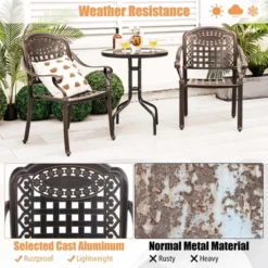 Costway 2pcs Patio Cast Aluminum Armrest Chairs Dining Stackable Outdoor Bronze/White -Costway GUEST 764f37f7 dcbf 4307 b719 7ba0530d95b1