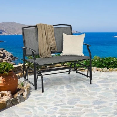 Costway Patio Glider Rocking Bench Double 2 Person Chair Loveseat Garden GreyBlack 11 Costway Patio Glider Rocking Bench Double 2 Person Chair Loveseat Garden GreyBlack - Image 11