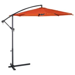 Costway 10 Ft Hanging Umbrella Patio Sun Shade Offset Outdoor Market Cross Base Orange