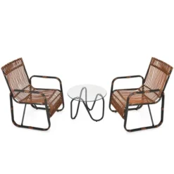 Costway 3PCS Patio Rattan Furniture Set Conversational Sofa Coffee Table Garden 17 Costway 3PCS Patio Rattan Furniture Set Conversational Sofa Coffee Table Garden -Costway GUEST 76d4bef7 5e2e 4afa a132 c740331c99ef