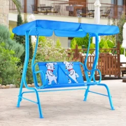 Costway Kids Patio Swing Chair Children Porch Bench Canopy 2 Person Yard Furniture Blue -Costway GUEST 773bd017 26a3 4fc7 b410 262fc8fd7ffb
