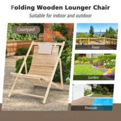 Costway Patio Outdoor Adjustable Folding Wood Sling Chair Reclining Lounge Assembly Free -Costway GUEST 77447bb2 81b7 48ad 9bcf b508818a3117