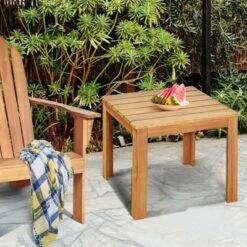Costway 2PCS Wooden Square Side End Table Patio Coffee Bistro Table Indoor Outdoor Natural 11 Costway 2PCS Wooden Square Side End Table Patio Coffee Bistro Table Indoor Outdoor Natural -Costway GUEST 774d8db4 94f2 4671 aa1b 32c435c7e973