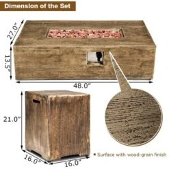 Costway 48''x27'' 50,000 BTU Propane Fire Pit Table Set W/ Side Table Tank Storage & Cover 12 Costway 48''x27'' 50,000 BTU Propane Fire Pit Table Set W/ Side Table Tank Storage & Cover -Costway GUEST 7751968e f481 4184 8365 f3d83400b4e7