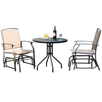 Costway 3PCS Patio Bistro Furniture Set Rocking Glider Chair Glass Table 8 Costway 3PCS Patio Bistro Furniture Set Rocking Glider Chair Glass Table - Image 8