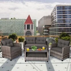 Costway 4PCS/8PCS Patio Rattan Furniture Set Coffee Table Cushioned Sofa Garden Lawn Gray 20 Costway 4PCS/8PCS Patio Rattan Furniture Set Coffee Table Cushioned Sofa Garden Lawn Gray -Costway GUEST 77b9f131 dae9 4cd4 8a12 19c7a27f5e1e