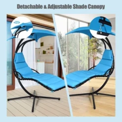 Costway Hanging Swing Chair Hammock Chair W/ Pillow Canopy Stand BlueNavyOrange 16 Costway Hanging Swing Chair Hammock Chair W/ Pillow Canopy Stand BlueNavyOrange -Costway GUEST 77ca2b0d dede 4ea2 b424 0b752c1b2640