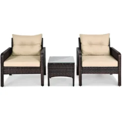 Costway 3PCS Patio Rattan Conversation Set Cushioned Sofa Chair For Garden 19 Costway 3PCS Patio Rattan Conversation Set Cushioned Sofa Chair For Garden -Costway GUEST 787af8b5 c959 43a2 8401 4a3778c95c48