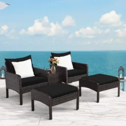 Costway 5 PCS Patio Rattan Wicker Furniture Set Sofa Ottoman Coffee Table Cushioned 21 Costway 5 PCS Patio Rattan Wicker Furniture Set Sofa Ottoman Coffee Table Cushioned -Costway GUEST 78aa4157 3309 442e a666 0e249c3d51d4