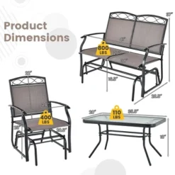 Costway 4pcs Patio Glider Conversation Set Swing Rocking Chair Table Heavy-Duty Outdoor -Costway GUEST 78ae6bdb bc09 49cd a944 6362d1009ae8