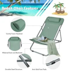 Costway Set Of 2 Beach Chair Portable 3-Position Lounge Chair W/ Headrest BlueGreenOrange 16 Costway Set Of 2 Beach Chair Portable 3-Position Lounge Chair W/ Headrest BlueGreenOrange -Costway GUEST 78d0c0be 0b54 445b 8849 09f5dda50590