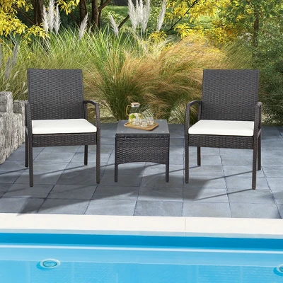 Costway 2PCS Patio PE Wicker Dining Chairs With Soft Zippered Cushion Armchairs Backyard 1 Costway 2PCS Patio PE Wicker Dining Chairs With Soft Zippered Cushion Armchairs Backyard