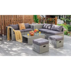 Costway 8PCS Patio Rattan Furniture Set Storage Waterproof Cover Cushion -Costway GUEST 7976f3fa a892 49c2 9f13 70426b5e788c