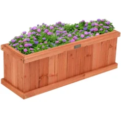 28/36/40 Inch Wooden Flower Planter Box Garden Yard Decorative Window Box Rectangular -Costway GUEST 797fda13 57b6 4d72 8846 a66bd149ec2f