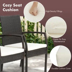 Costway 2PCS Patio PE Wicker Dining Chairs With Soft Zippered Cushion Armchairs Backyard 15 Costway 2PCS Patio PE Wicker Dining Chairs With Soft Zippered Cushion Armchairs Backyard -Costway GUEST 798b132d 8b21 4427 9df0 7a3b64ec1c22