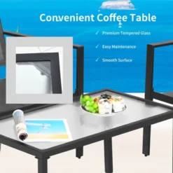 Costway 4 PCS Patio Furniture Set Sofa Coffee Table Steel Frame Garden 14 Costway 4 PCS Patio Furniture Set Sofa Coffee Table Steel Frame Garden -Costway GUEST 79c9ac79 0045 4e84 8fc6 afab4678599a