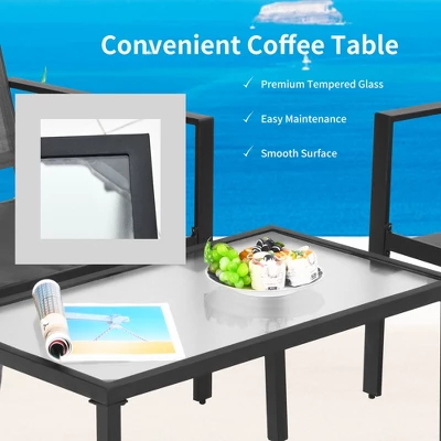 Costway 4 PCS Patio Furniture Set Sofa Coffee Table Steel Frame Garden 6 Costway 4 PCS Patio Furniture Set Sofa Coffee Table Steel Frame Garden - Image 6