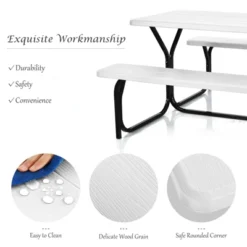 Costway Picnic Table Bench Set Outdoor Backyard Patio Garden Party Dining All Weather White 14 Costway Picnic Table Bench Set Outdoor Backyard Patio Garden Party Dining All Weather White -Costway GUEST 79f0f3fb b7aa 4456 be93 3253638b74fd