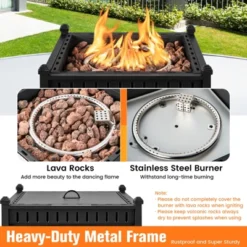 Costway Portable Tabletop Fire Bowl 40,000 BTU Propane Firepit Fit Umbrella Holes Table -Costway GUEST 79f5b917 1e29 47aa 86ec 6072339c261b
