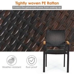 Costway Set Of 4 Outdoor Patio PE Rattan Dining Chairs Armrest Stackable Garden 16 Costway Set Of 4 Outdoor Patio PE Rattan Dining Chairs Armrest Stackable Garden -Costway GUEST 7a2fd49b f508 4f85 8cde 89582f44ff00