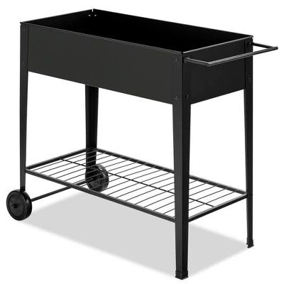 Costway Raised Garden Bed Elevated Planter Box On Wheels Steel Planter W/Shelf 9 Costway Raised Garden Bed Elevated Planter Box On Wheels Steel Planter W/Shelf - Image 9