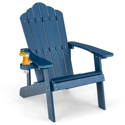 Costway Patio HIPS Adirondack Chair With Cup Holder Weather Resistant Outdoor 380 LBS Black/Teak/Green/Navy/Red/Gray/White/Yellow 13 Costway Patio HIPS Adirondack Chair With Cup Holder Weather Resistant Outdoor 380 LBS Black/Teak/Green/Navy/Red/Gray/White/Yellow - Image 13
