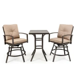 Costway Patio 3pcs Swivel Bar Height Bistro Set Cushioned Table Stools Furniture Outdoor 17 Costway Patio 3pcs Swivel Bar Height Bistro Set Cushioned Table Stools Furniture Outdoor -Costway GUEST 7a6bad42 6221 40e0 9ec0 ef251db629ee