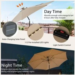 Costway 10 FT 112 LED Solar-Lighted Patio Table Market Umbrella Crank Tilt Outdoor Beige/Coffee/Navy/Wine -Costway GUEST 7a9fac98 e6c5 4796 a93d 07a6d03ab95c