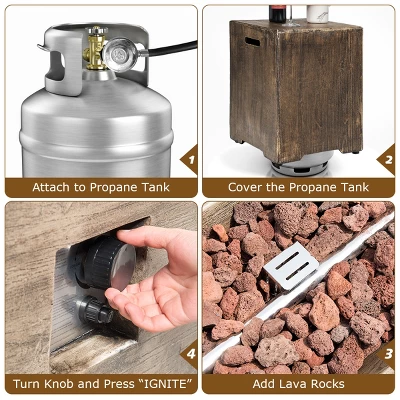 Costway 48''x27'' 50,000 BTU Propane Fire Pit Table Set W/ Side Table Tank Storage & Cover 2 Costway 48''x27'' 50,000 BTU Propane Fire Pit Table Set W/ Side Table Tank Storage & Cover - Image 2