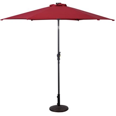 Costway 9ft Patio Solar Umbrella LED Patio Market Steel Tilt W/ Crank Outdoor (Burgundy) 5 Costway 9ft Patio Solar Umbrella LED Patio Market Steel Tilt W/ Crank Outdoor (Burgundy) - Image 5