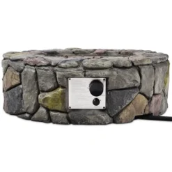 Costway 28'' Propane Gas Fire Pit Outdoor 40,000 BTU Stone Finish Lava Rocks Cover BrownGrey -Costway GUEST 7b254854 6379 4eef 9db9 13124bea2635