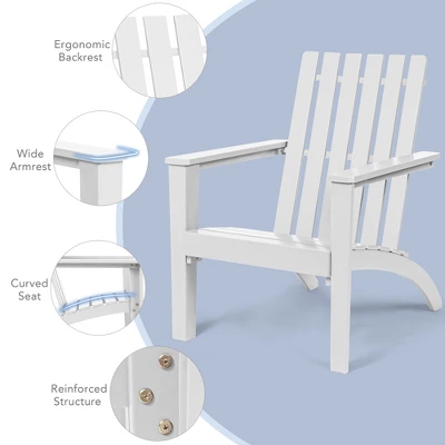 Costway 3PCS Patio Adirondack Chair Side Table Set Solid Wood Garden Deck White 8 Costway 3PCS Patio Adirondack Chair Side Table Set Solid Wood Garden Deck White - Image 8