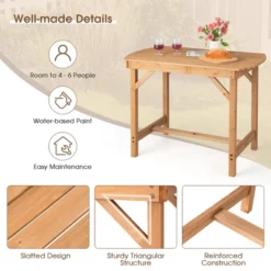 Costway Patio Outdoor Fir Wood Dining Table 1.5'' Umbrella Hole Backyard Garden Natural -Costway GUEST 7b5e45d2 2169 4d9f 9146 e7192dc72e13