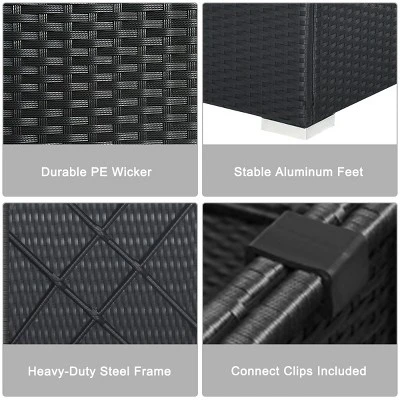 Costway 7PCS Rattan Patio Conversation Set Sectional Furniture Set W/ Red Cushion 9 Costway 7PCS Rattan Patio Conversation Set Sectional Furniture Set W/ Red Cushion - Image 9