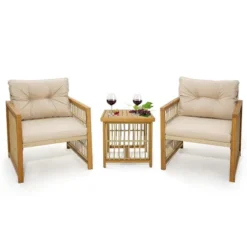 Costway 3PCS Patio PE Wicker Conversation Set Acacia Wood Frame WithSeat & Back Cushions 12 Costway 3PCS Patio PE Wicker Conversation Set Acacia Wood Frame WithSeat & Back Cushions -Costway GUEST 7ba25f43 89b6 4955 8234 ec984314fc7e