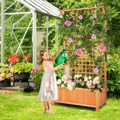 Costway Raised Garden Bed Planter Box Climbing Plants Container With Trellis &Hanging Roof 11 Costway Raised Garden Bed Planter Box Climbing Plants Container With Trellis &Hanging Roof -Costway GUEST 7bda982a 6509 4bd8 a7fd cccd6291fe76