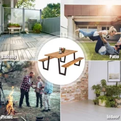 Costway Patented Picnic Table With 2 Benches 70'' Dining Table Set With Seats And Umbrella Hole 13 Costway Patented Picnic Table With 2 Benches 70'' Dining Table Set With Seats And Umbrella Hole -Costway GUEST 7bf35e91 2862 4495 b662 d42b69639ad6