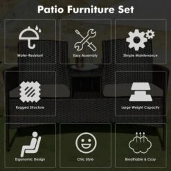 Costway Patented Patio Rattan Chat Set Loveseat Sofa Table Chairs Conversation Cushioned 14 Costway Patented Patio Rattan Chat Set Loveseat Sofa Table Chairs Conversation Cushioned -Costway GUEST 7c323231 4056 4bbf 8d50 0b9b4e35e5a1