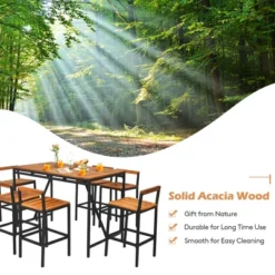 Costway 7PCS Patio Rattan Bar Set Acacia Wood Frame Stools Table Umbrella Hole 14 Costway 7PCS Patio Rattan Bar Set Acacia Wood Frame Stools Table Umbrella Hole -Costway GUEST 7c943229 6f19 4de1 9c54 4f8fb5b5a48a