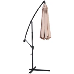 Costway 10' Hanging Umbrella Patio Sun Shade Offset Outdoor Market W/t Cross Base Beige -Costway GUEST 7cf60c95 c1de 4d79 aadc c527b3eeda5f