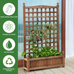 Costway Solid Wood Planter Box With Trellis Weather-Resistant Outdoor 25''x11''x48'' 13 Costway Solid Wood Planter Box With Trellis Weather-Resistant Outdoor 25''x11''x48'' -Costway GUEST 7d184561 68aa 4c15 bae3 eed1f183db6d