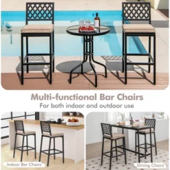 Costway Set Of 2 Outdoor Bar Height Dining Chairs Patio Metal Bar Stools With Cushion 15 Costway Set Of 2 Outdoor Bar Height Dining Chairs Patio Metal Bar Stools With Cushion -Costway GUEST 7d8ce343 93d5 46b5 98bc 8cbc0db38b0a
