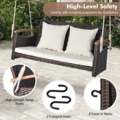 Costway Patio Rattan Porch Swing 2-Person Hanging Chair Cushioned Loveseat For Backyard 15 Costway Patio Rattan Porch Swing 2-Person Hanging Chair Cushioned Loveseat For Backyard -Costway GUEST 7d92b3ba 03bc 40d0 b915 31b1661ec1cd