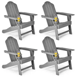 Costway 4PCS Patio Adirondack Chair Weather Resistant Garden Deck W/Cup Holder WhiteBlackGreyTurquoise -Costway GUEST 7dcb6ee4 7438 47e6 974f 9b2224f8d320