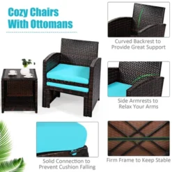 Costway 5PCS Patio Rattan Wicker Furniture Set Sofa Ottoman Cushion Turquoise 13 Costway 5PCS Patio Rattan Wicker Furniture Set Sofa Ottoman Cushion Turquoise -Costway GUEST 7de7055a 542f 4da8 8d6b e9758d0b825a
